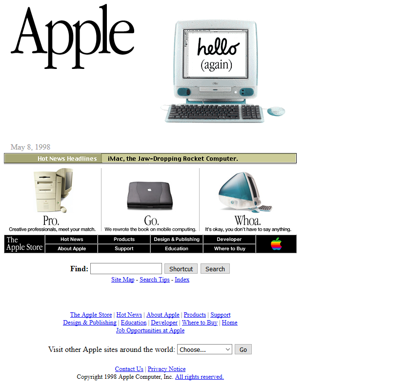 Apple website in the 90s