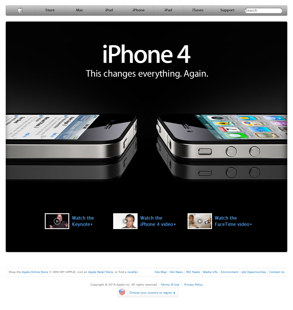 Apple website in the late 2010