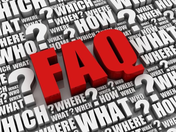 Why adding valuable FAQ content could help grow your website Large red letters FAQ surrounded by various white question words such as who, what, where, when, which and how with question marks