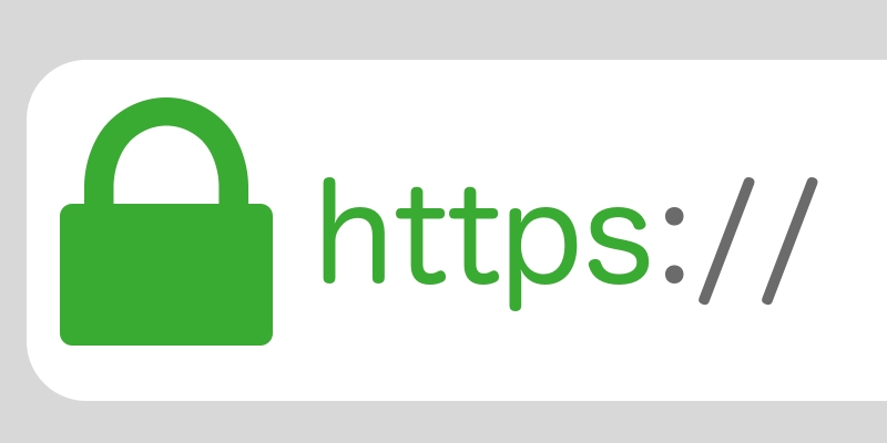 Green padlock symbol followed by the text https:// indicating a secure HTTPS connection