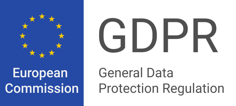 European Commission logo with stars in a circle next to text reading GDPR General Data Protection Regulation