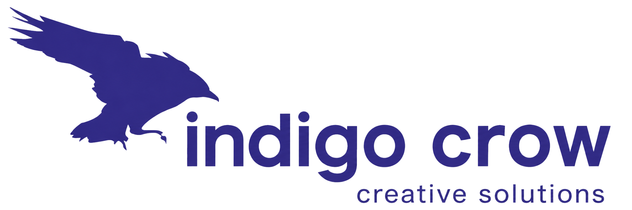 Indigo Crow logo featuring a flying crow silhouette and text Creative Solutions