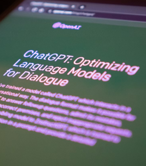 Screen displaying text about ChatGPT optimising language models for dialogue