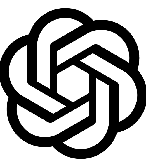 Official ChatGPT logo on a transparent background.