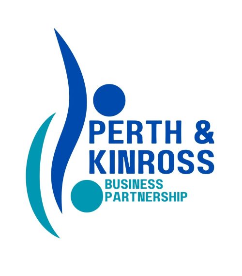Logo showing stylised blue shapes and text reading Perth & Kinross Business Partnership