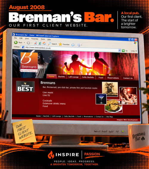 Inspire first client brennans bar website 2008