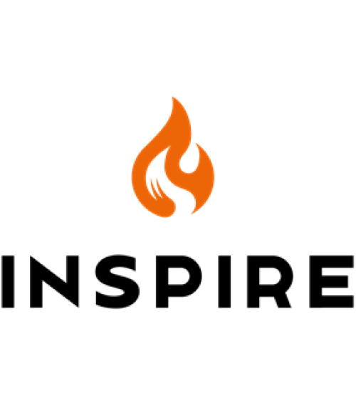 Inspire History logo featuring an orange flame graphic above the organisation's name