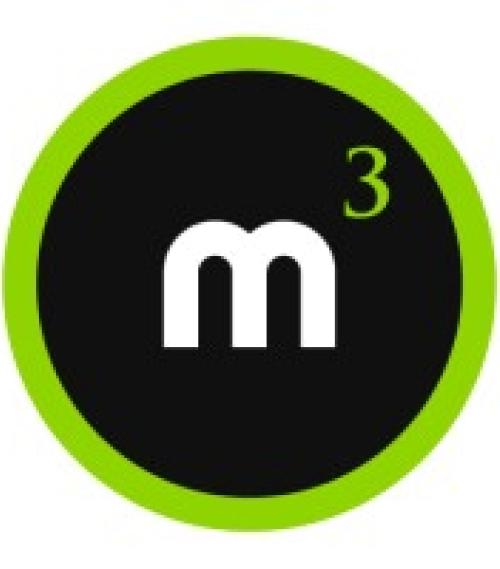 M3networks logo with white 'm' and superscript '3' inside a black circle with green border